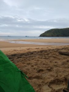 View from the tent on the beach
